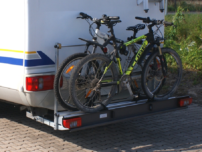 ALUTRANS prestige Wohnmobil Fahrradträger für 2 Fahrräder o. E-Bike spez. für Ford Transit FT 300-350 Bj. 2000-2014 ohne AHK
