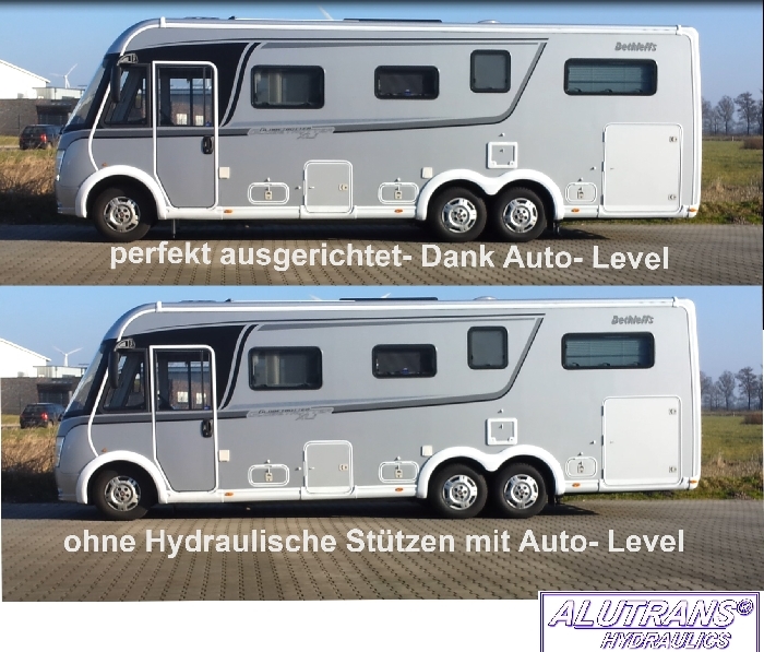 Hydraulische Hubstützen Anlage für Renault Master, Opel Movano, Flachboden Bj. 2010-, ALUTRANS S3000 (PHi) Kl. 1 bis 3,8t zGG, 12V, autom. Niveauregulierung