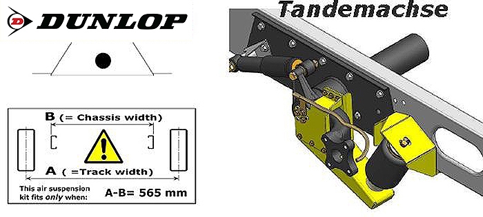 ALKO (AL-KO)- Chassis- 2007-2011 Standard Radaufnahme- Tandemachse, spez. für auflaufendes Chassis, Zweikreis Zusatz-Luftfederanlage, syst. LF3, inkl. Montage