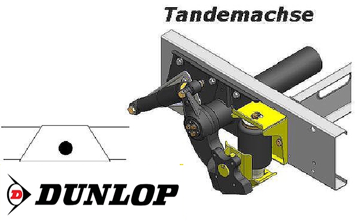 Luftfederung für ALKO (AL-KO)- Chassis- 2002-2006_ Tandemachse, Trommelbremse, spez. für auflaufendes Chassis, Zweikreis Zusatz-Luftfederanlage, syst. LF3, inkl. Montage