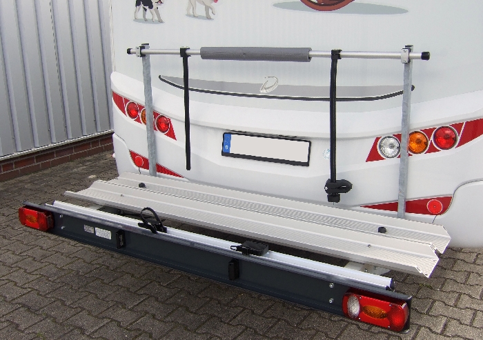 ALUTRANS prestige 1 Roller/ Motorradträger- plus 1 Fahrr /E-Bike, 150kg VW T5 Bj. 2003- m. AHK