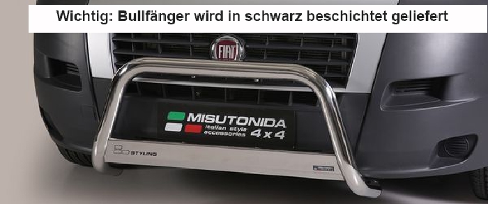 Frontschutzbügel Kuhfänger Bullfänger für Fiat Ducato 2017-2022 (nur Maxi), Medium Bar 63mm Edelstahl schwarz beschichtet