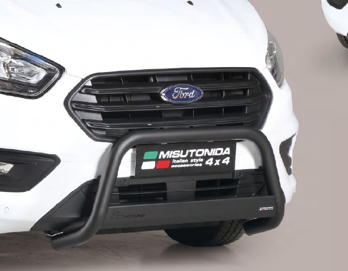 Frontschutzbügel Kuhfänger Bullfänger für Ford Transit Custom L1 2018-, Medium Bar 63mm Edelstahl Omologato Inox schwarz pulverbeschichtet