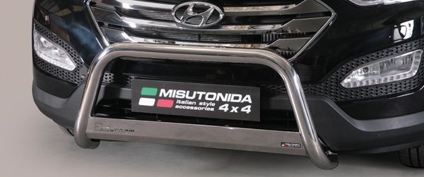 Frontschutzbügel Kuhfänger Bullfänger für Hyundai Santa Fe 2012-2016, Medium Bar 63mm Edelstahl Omologato Inox