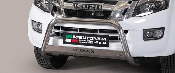 Frontschutzbügel Kuhfänger Bullfänger für Isuzu D-Max Space Cab Version 2012-2017, Medium Bar Mark 63mm Edelstahl Omologato Inox