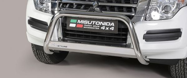 Frontschutzbügel Kuhfänger Bullfänger für Mitsubishi Pajero 3-türig 2014-, Medium Bar 63mm Edelstahl Omologato Inox