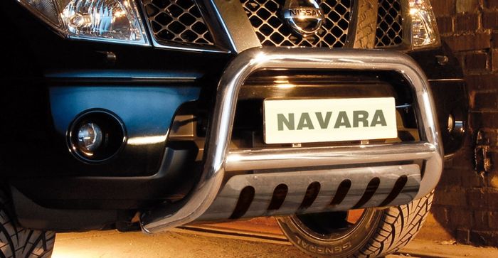 Frontschutzbügel Kuhfänger Bullfänger für Nissan Navara (V6) 2010-2015, Steelbar QFU 70mm, schwarz beschichtet