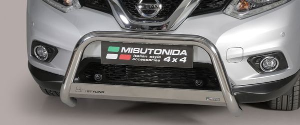 Frontschutzbügel Kuhfänger Bullfänger für Nissan X-Trail 2015-2017, Medium Bar 63mm Edelstahl Omologato Inox