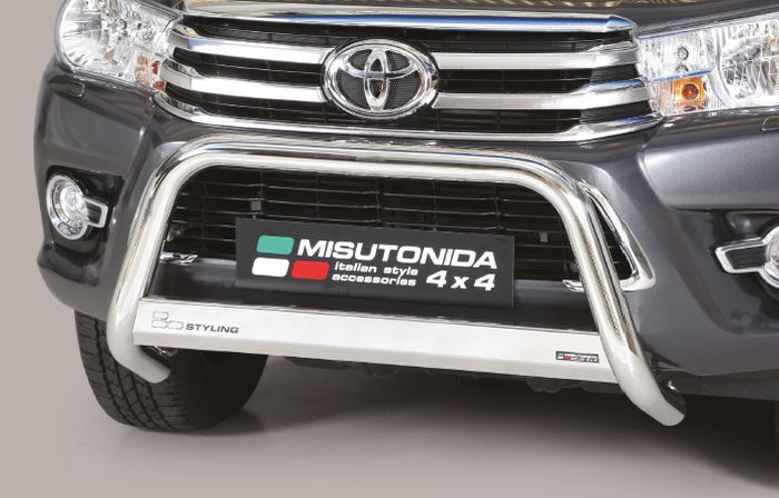 Frontschutzbügel Kuhfänger Bullfänger für Toyota Hi-Lux 2015-2018, Medium Bar 63mm Edelstahl Omologato Inox