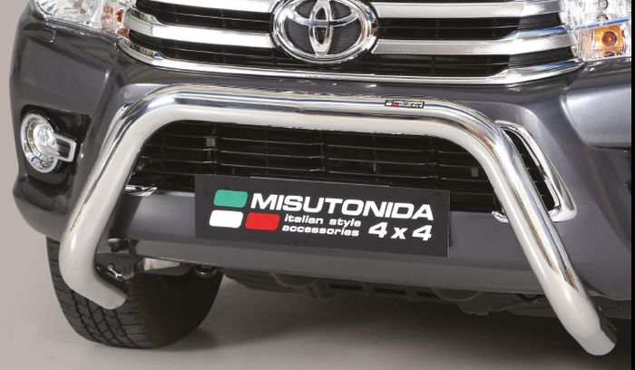 Frontschutzbügel Kuhfänger Bullfänger für Toyota Hi-Lux 2015-2018, Super Bar 76mm Edelstahl Omologato Inox