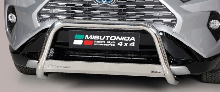 Frontschutzbügel Kuhfänger Bullfänger für Toyota RAV4 Hybrid 2019-, Medium Bar 63mm Edelstahl Omologato Inox