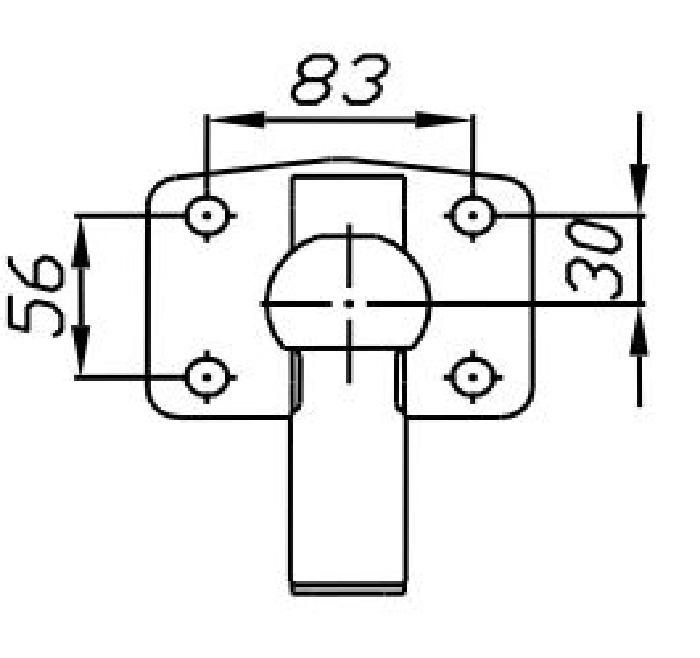 Kupplungskugel- 4- Loch 30mm unter, 23,5kN
