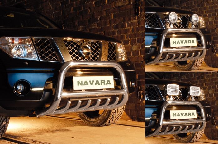 Frontschutzbügel Kuhfänger Bullfänger für Nissan Navara D40 (V6) 2010-2015, Steelbar QRU 70mm, schwarz beschichtet